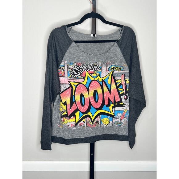Cleo Zoom Comic Book Graphic Raglan Long Sleeve Raw Neck Sweatshirt Size Large - Picture 2 of 8